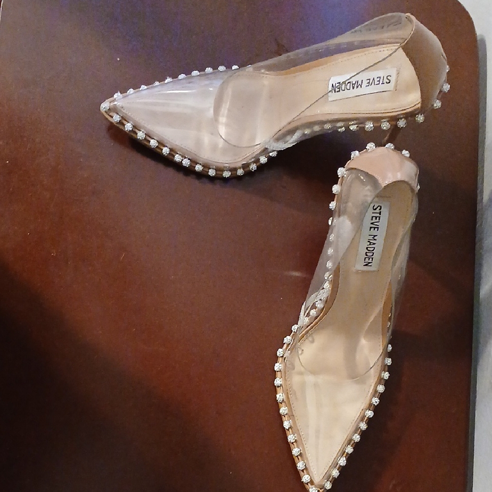Steve Madden Women's Clear and Tan Heels - Picture 3 of 8